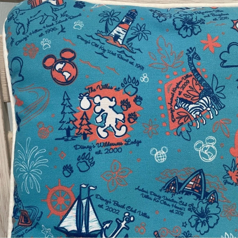 Disney World Commemorative Park Resort 1 Throw Pillow Mickey Reversible 2 Sided